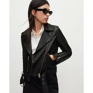 AllSaints Balfern Black Leather Biker Jacket